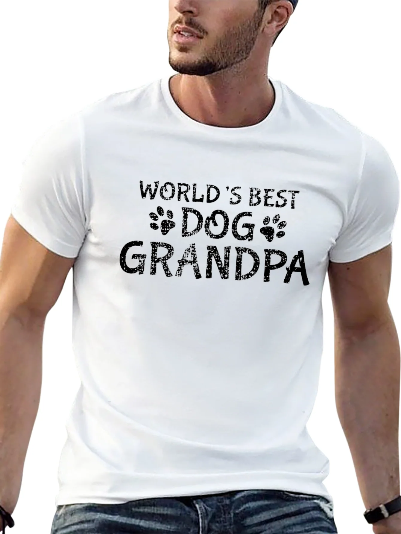 Worlds Best Dog Grandpa Black T-Shirt