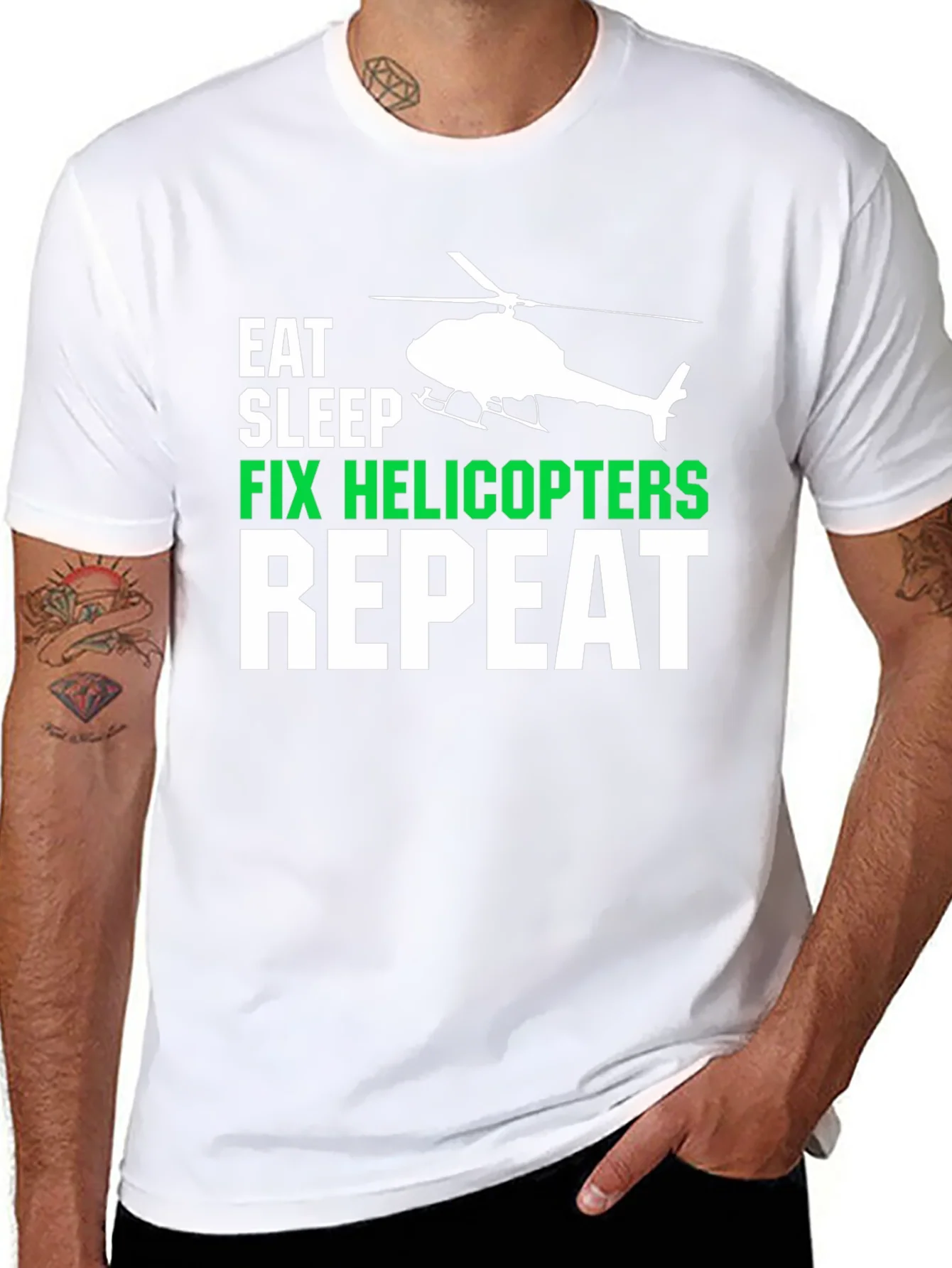 Eat Sleep Fix Helicopters Repeat T-Shirt