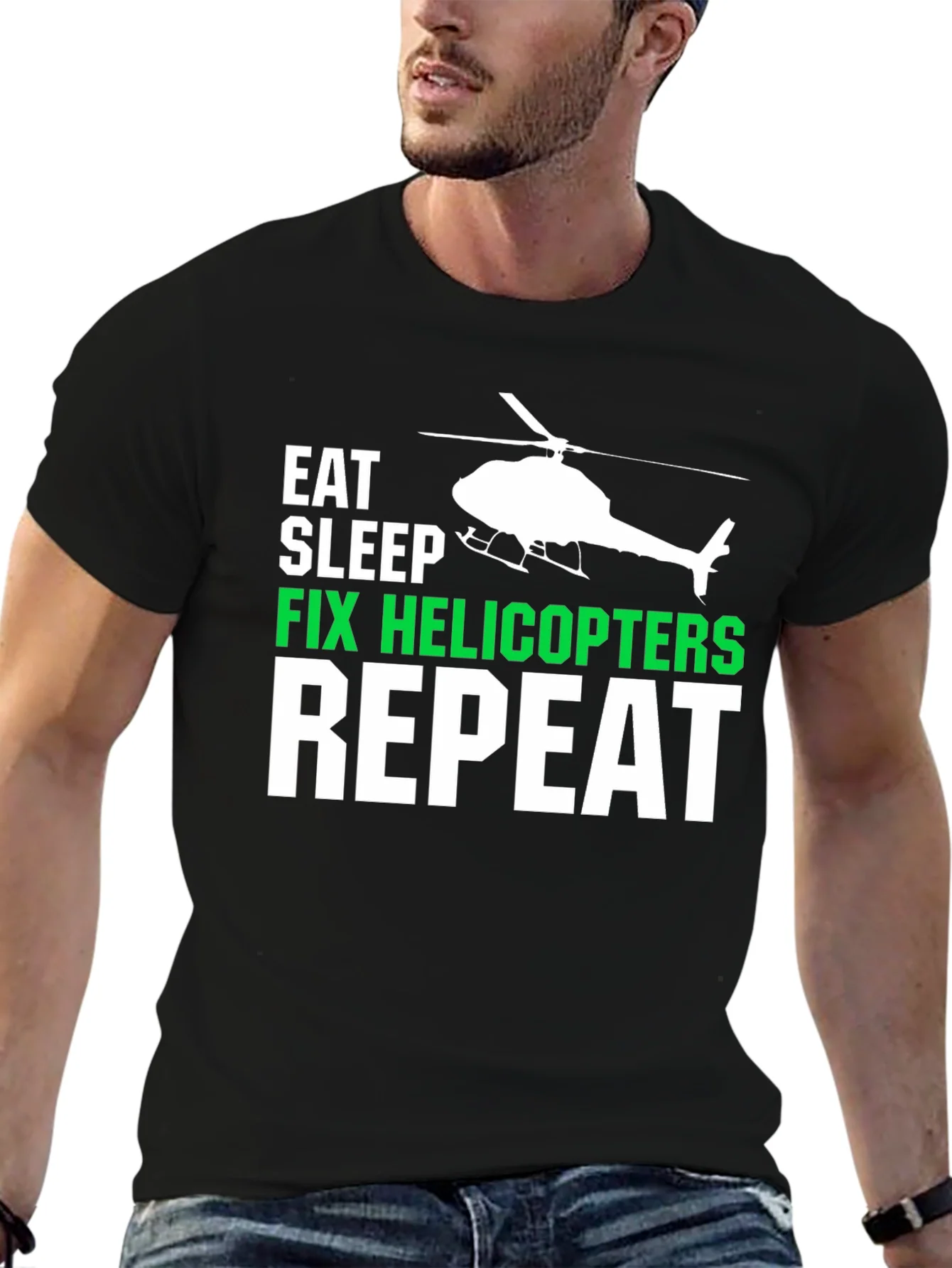 Eat Sleep Fix Helicopters Repeat T-Shirt