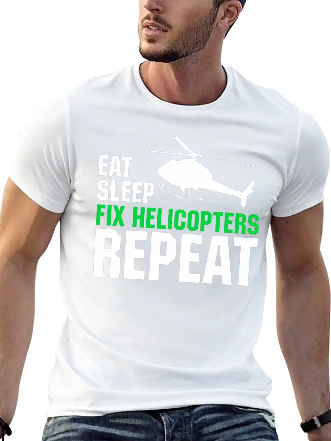 Eat Sleep Fix Helicopters Repeat T-Shirt