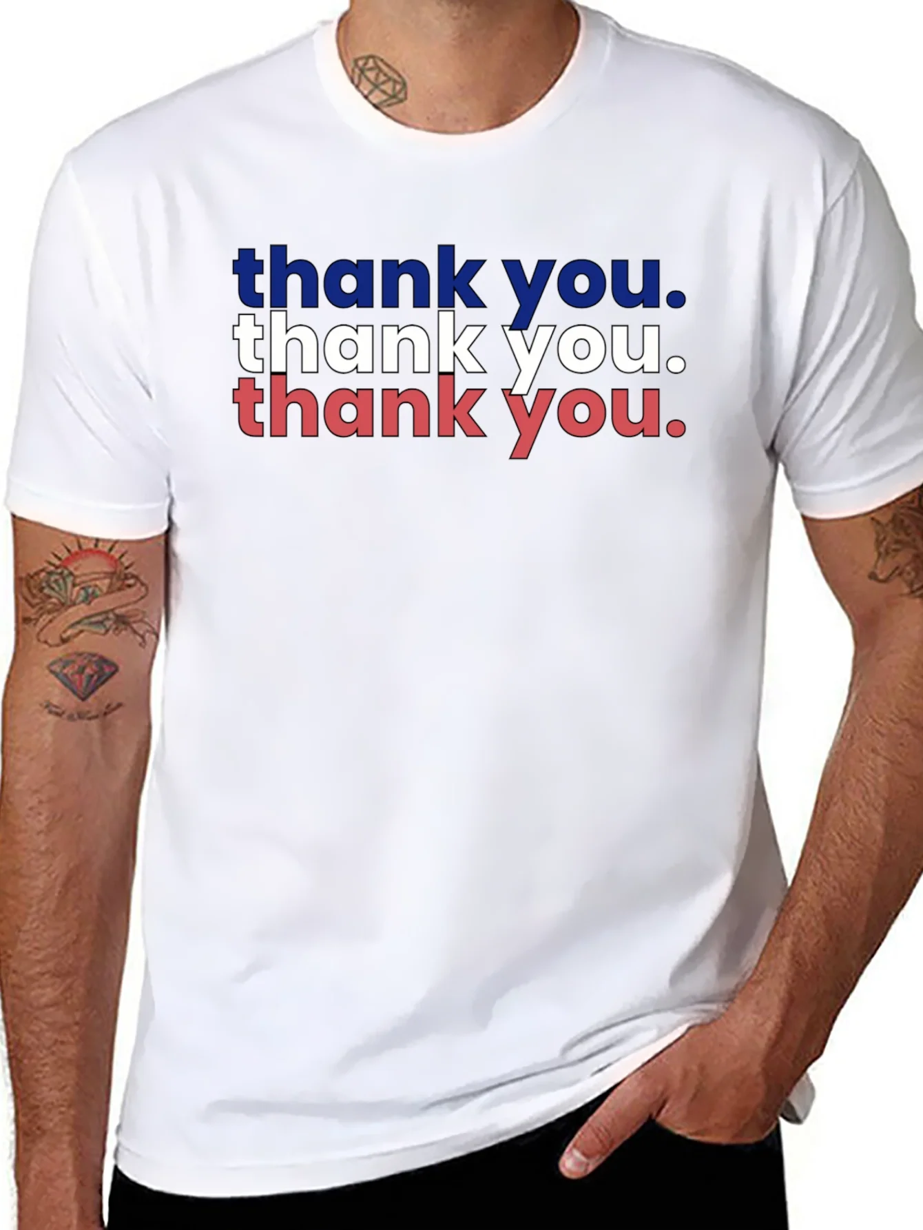 Patriotic Thank You Graphic Tee - Black