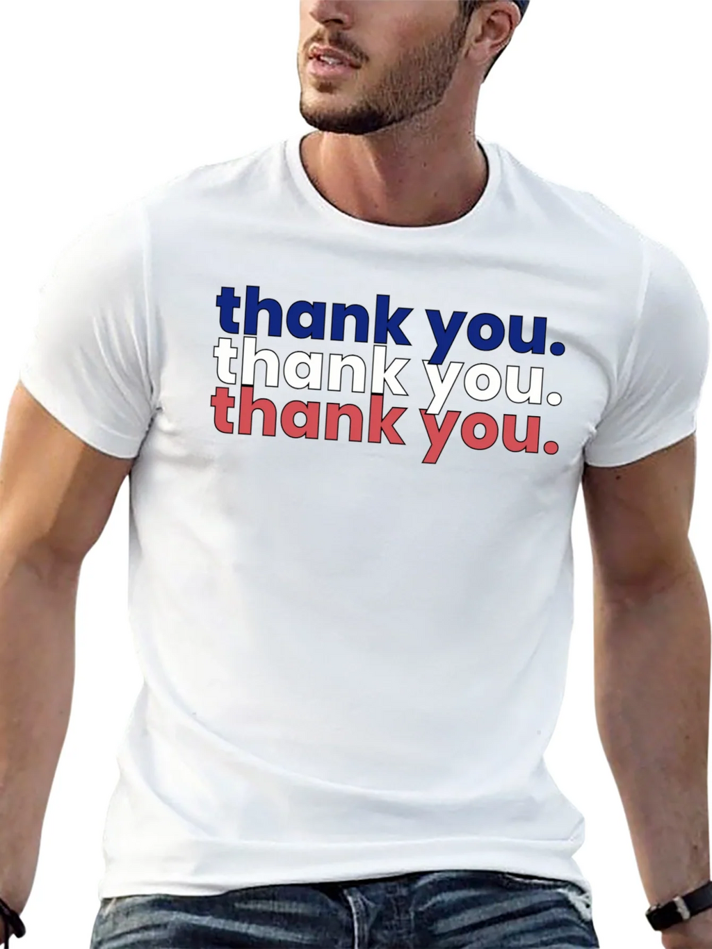 Patriotic Thank You Graphic Tee - Black