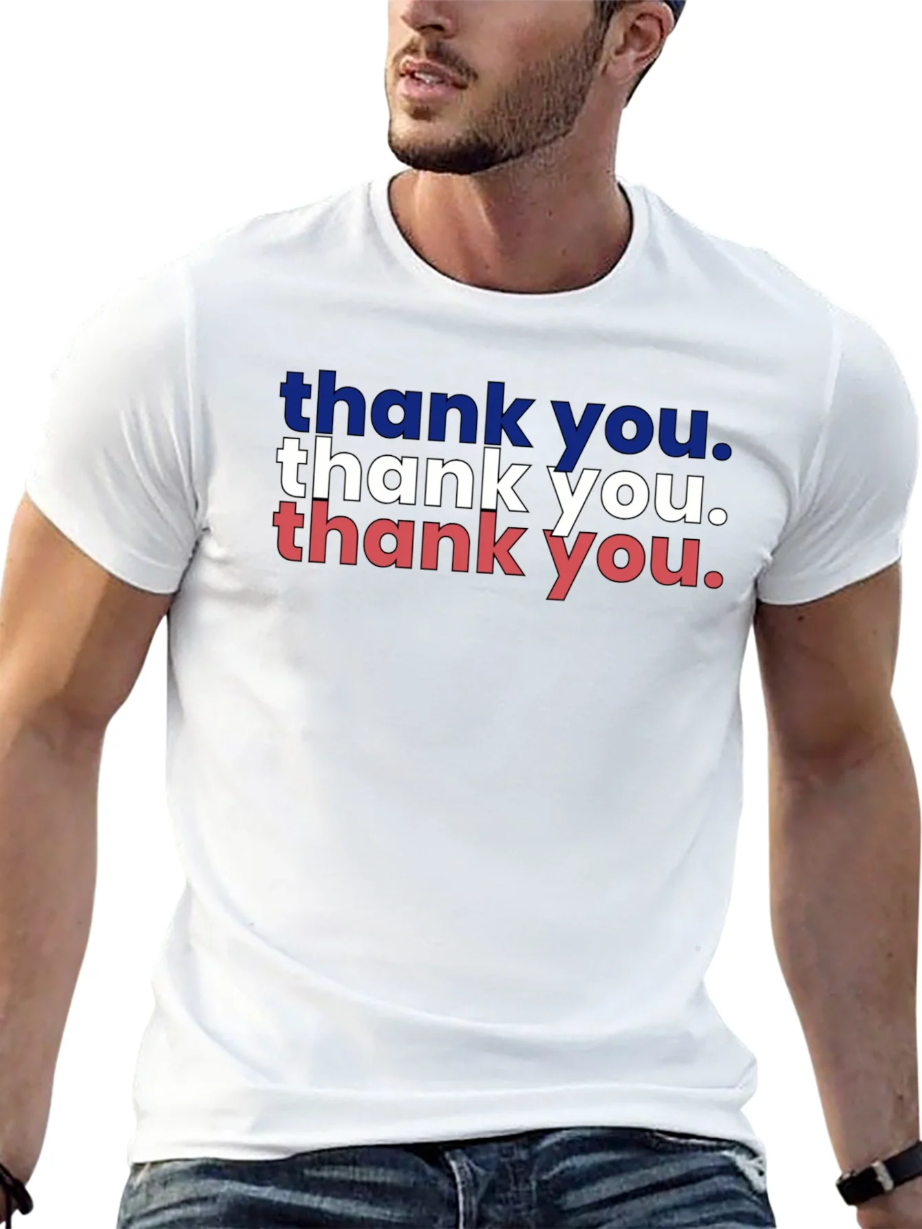 Patriotic Thank You Graphic Tee - Black