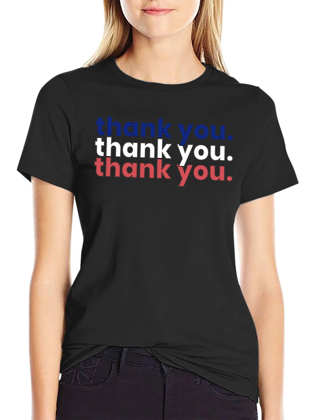 Patriotic Thank You Graphic Tee - Black