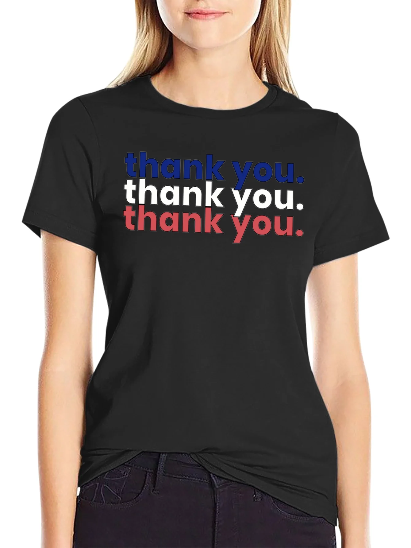 Patriotic Thank You Graphic Tee - Black