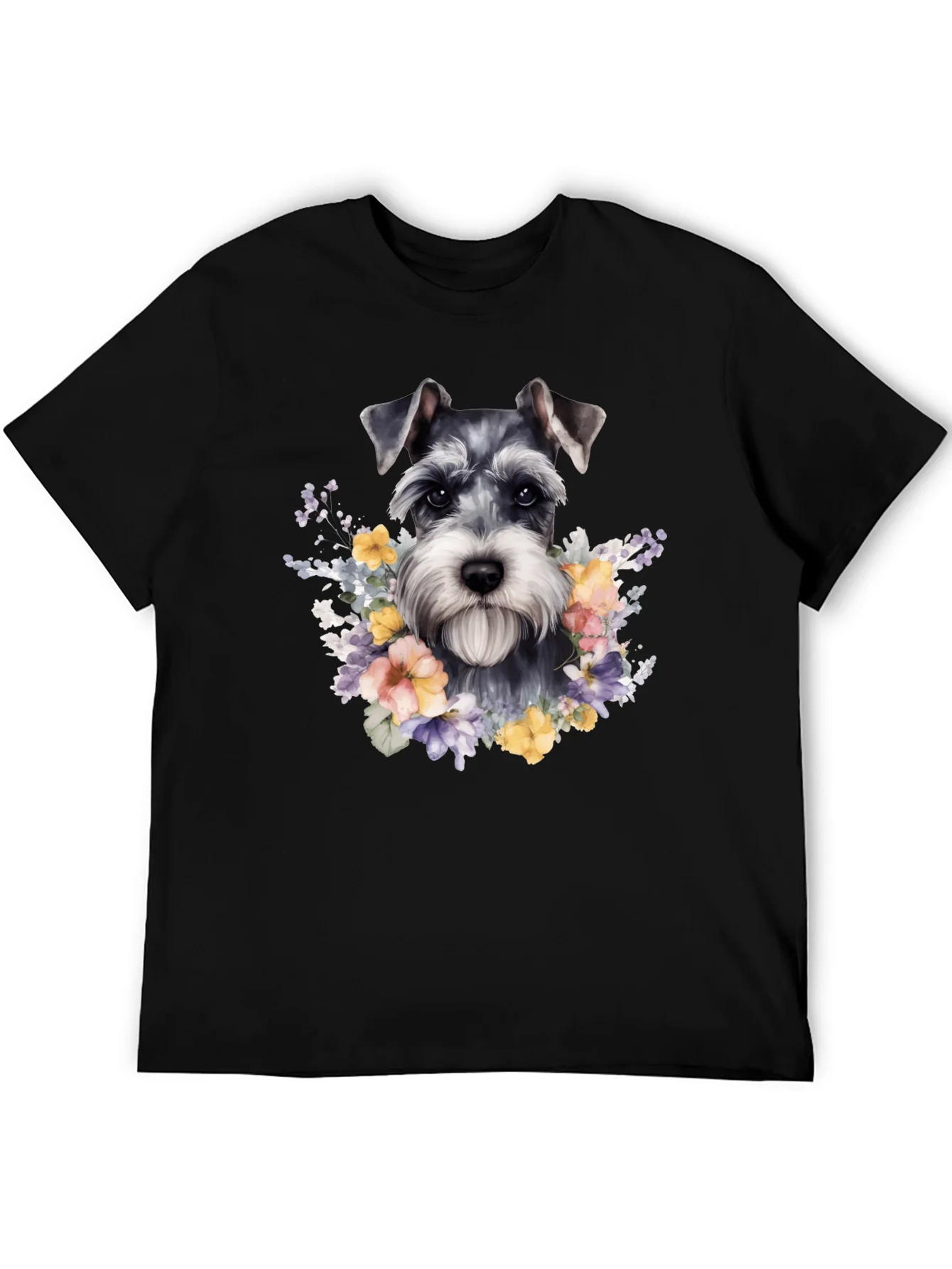 Schnauzer Dog Floral T-Shirt - Unique Pet Lover Apparel