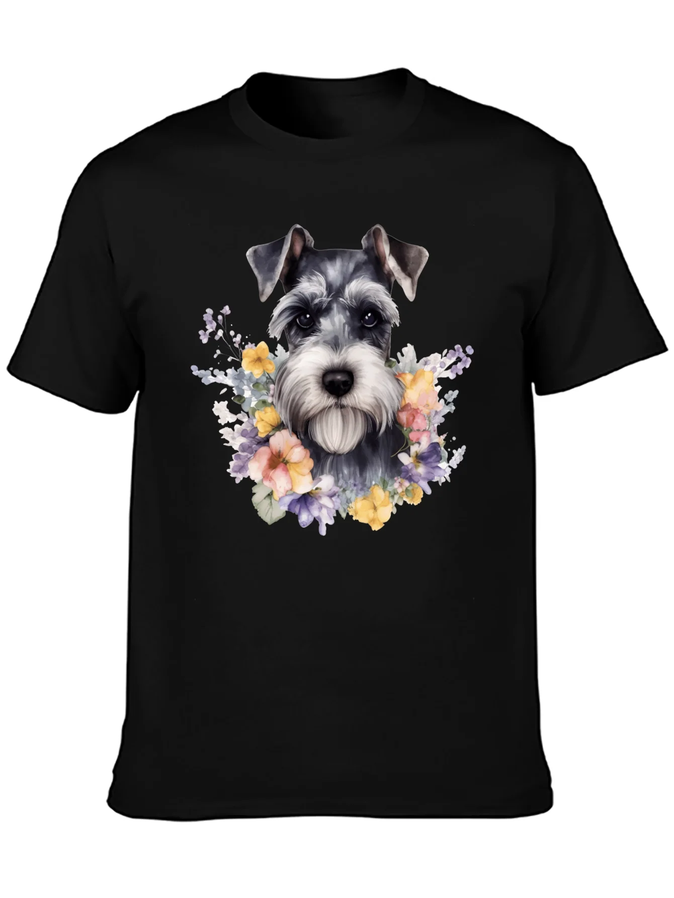 Schnauzer Dog Floral T-Shirt - Unique Pet Lover Apparel