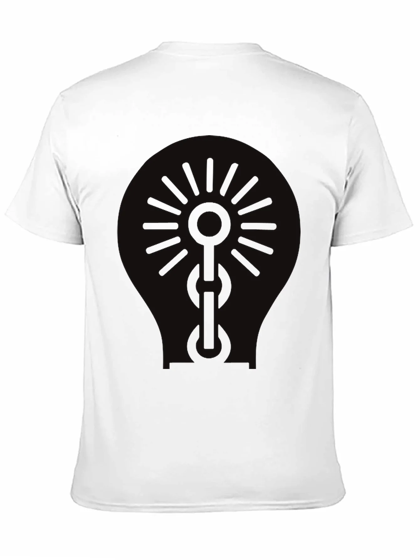 Black Graphic Tee - Sun & Chain Design