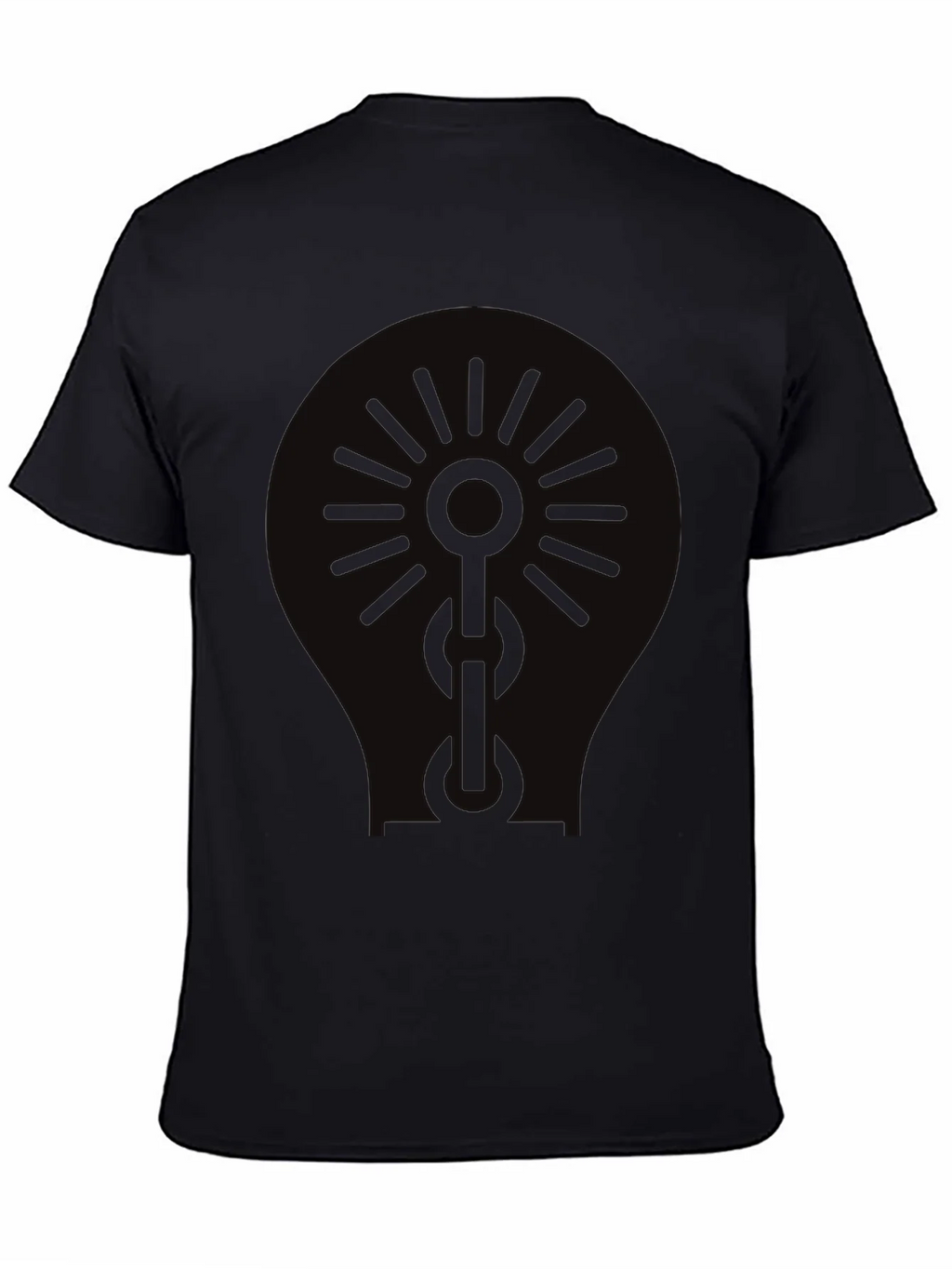 Black Graphic Tee - Sun & Chain Design