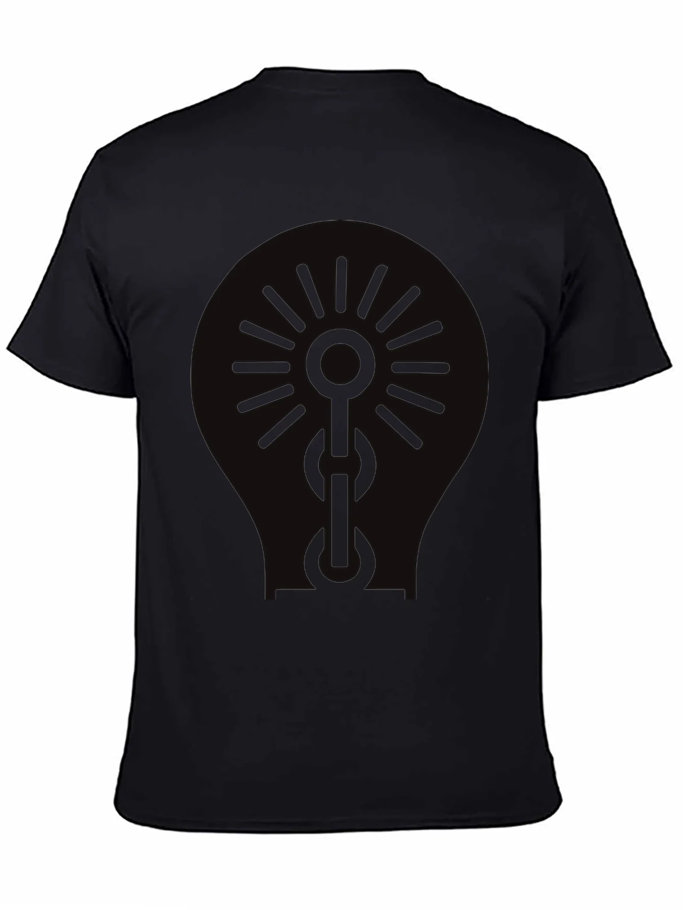Black Graphic Tee - Sun & Chain Design