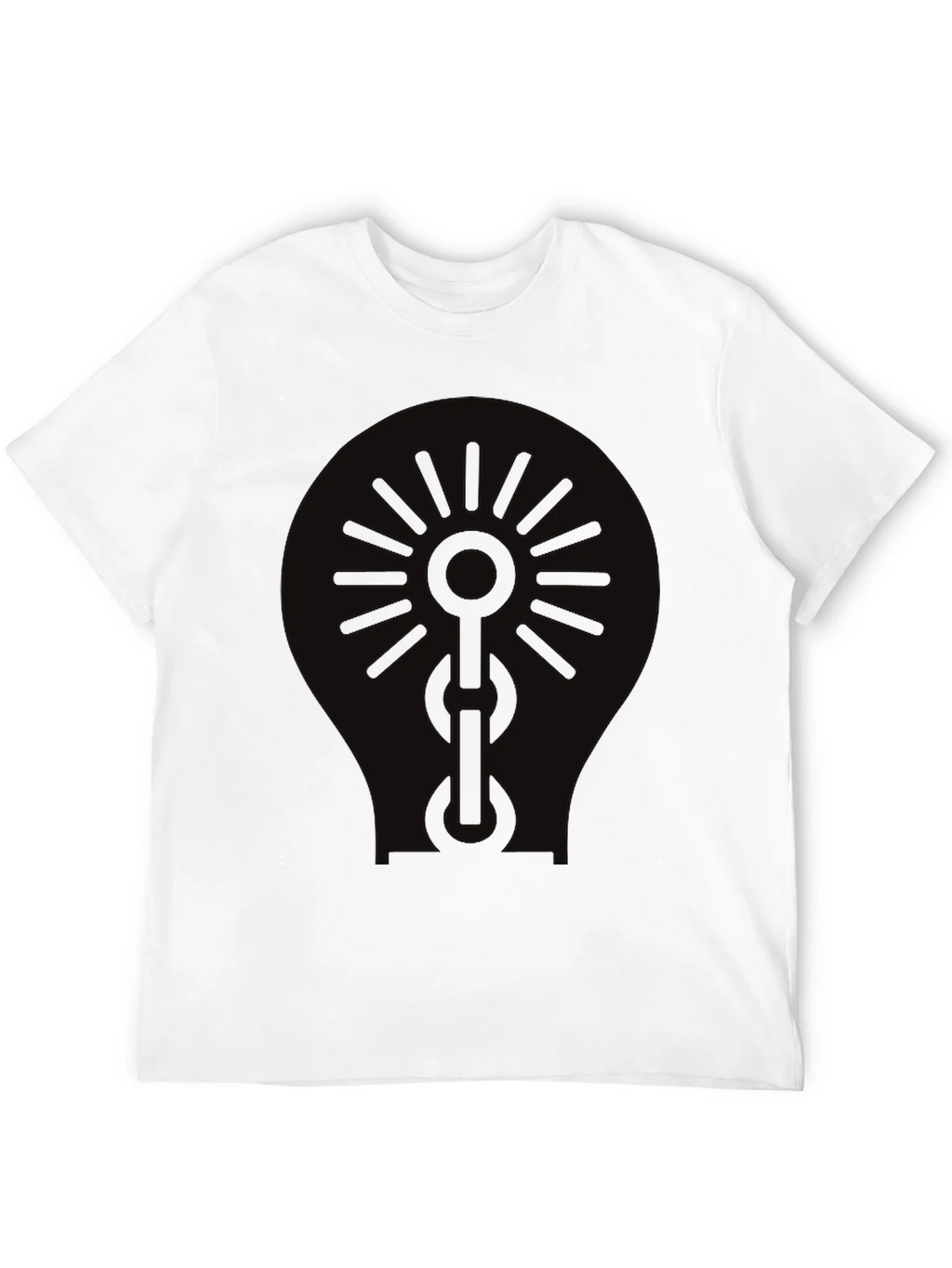 Black Graphic Tee - Sun & Chain Design
