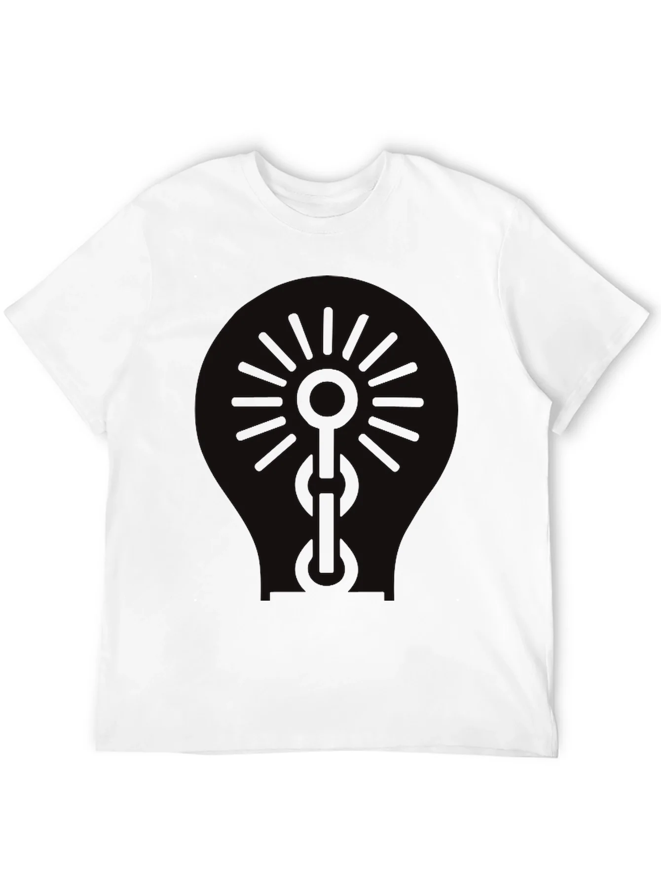 Black Graphic Tee - Sun & Chain Design