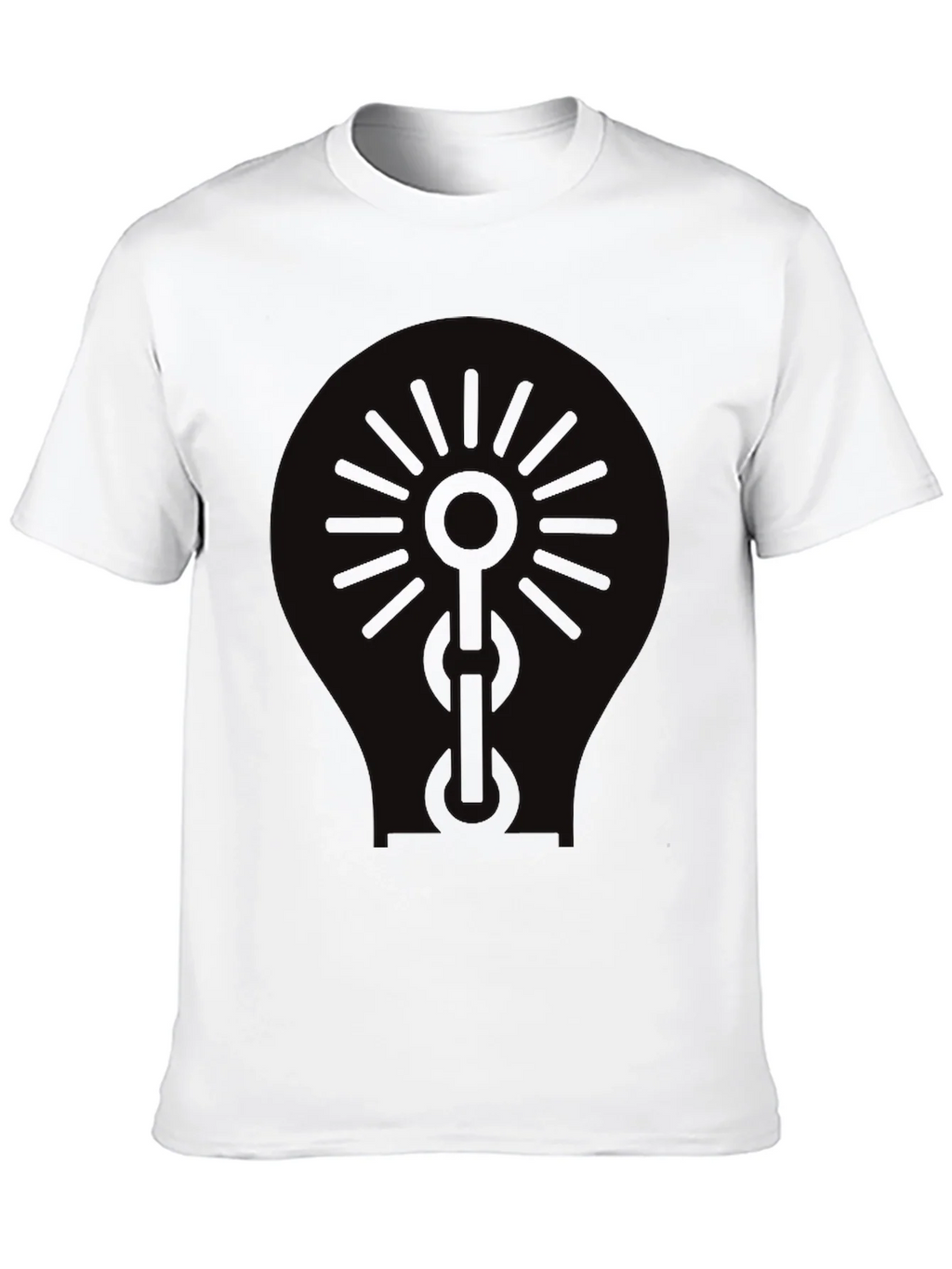 Black Graphic Tee - Sun & Chain Design