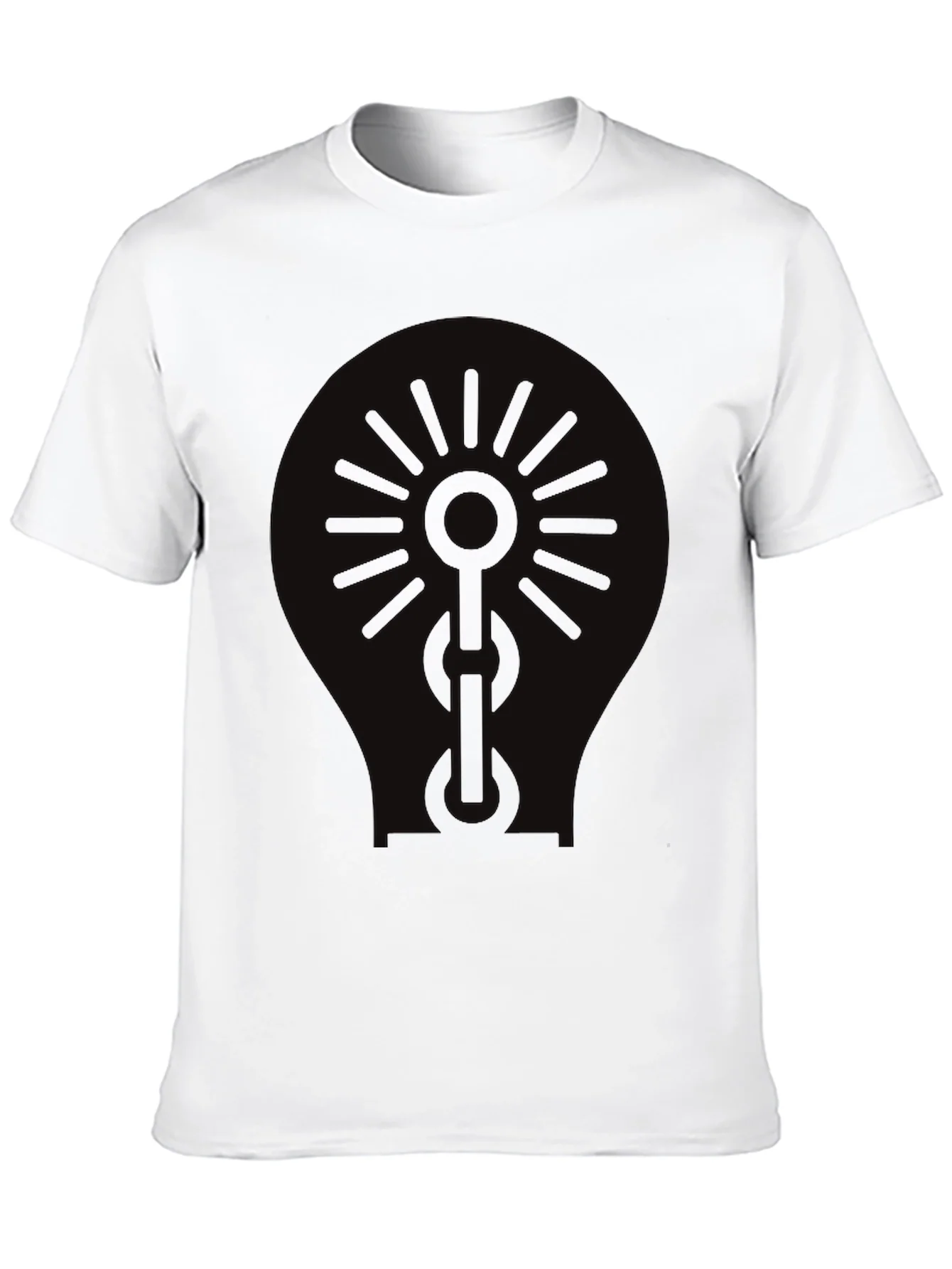 Black Graphic Tee - Sun & Chain Design