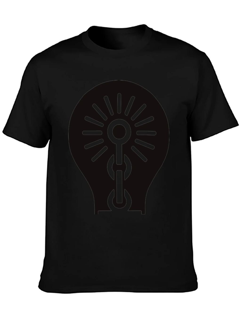 Black Graphic Tee - Sun & Chain Design