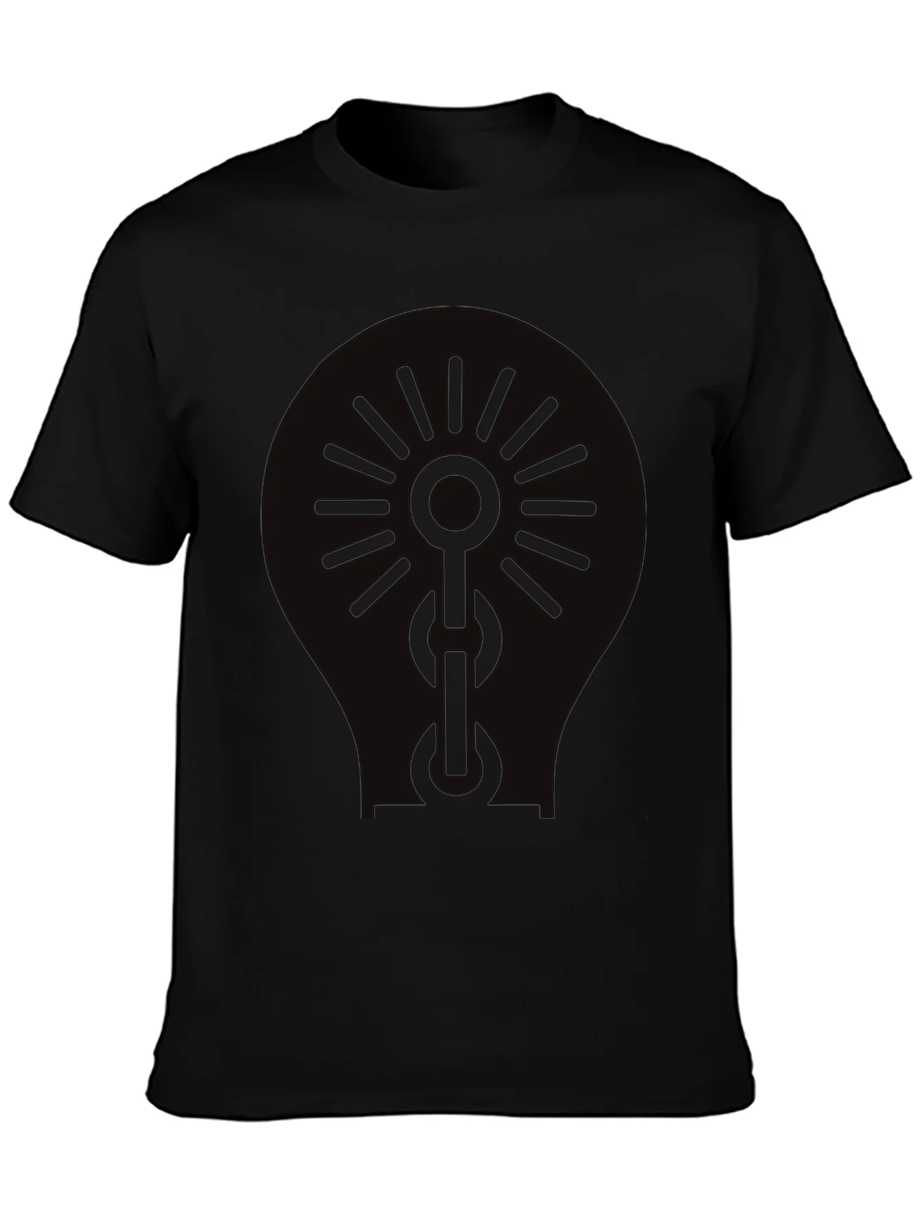 Black Graphic Tee - Sun & Chain Design