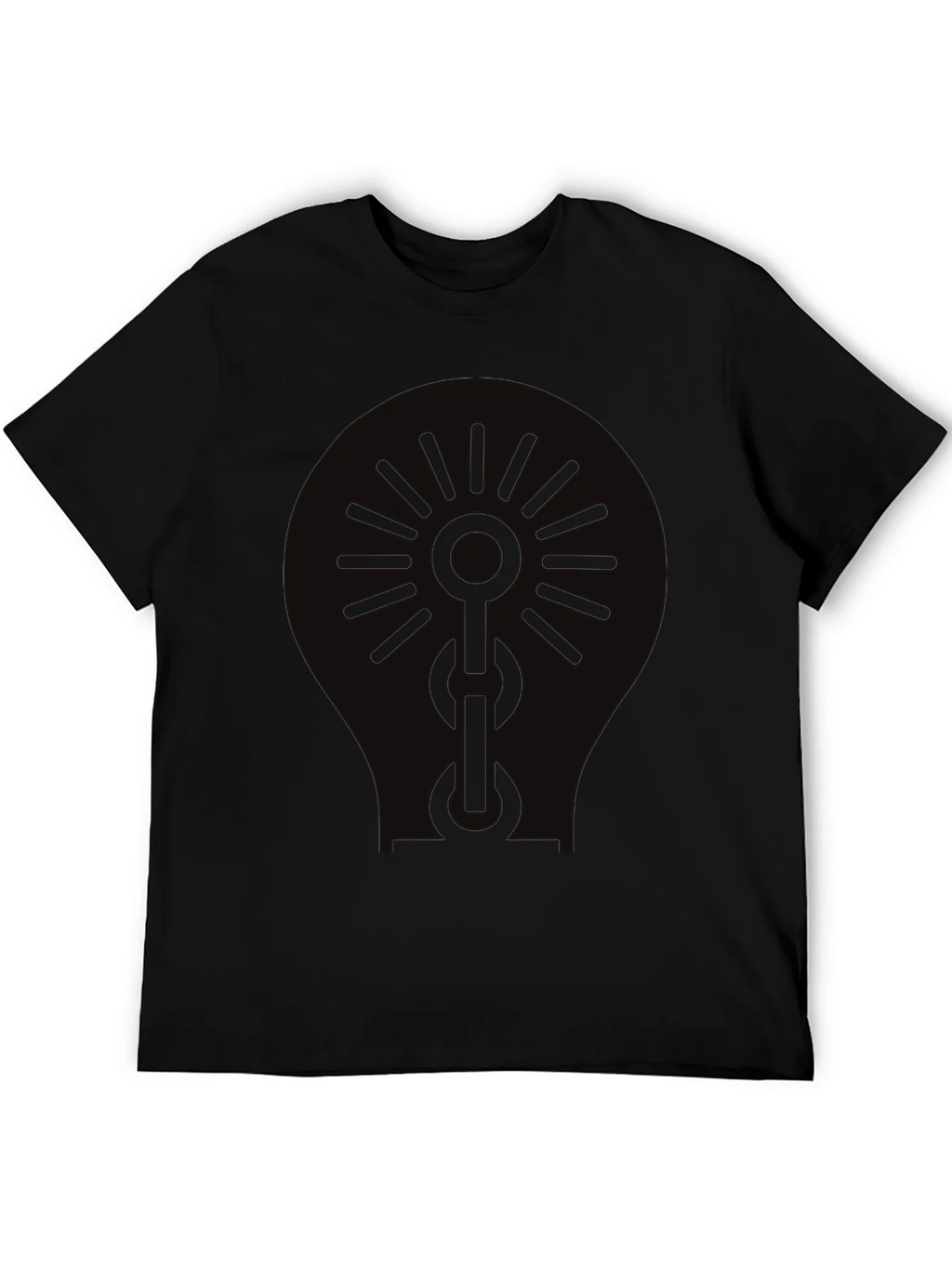 Black Graphic Tee - Sun & Chain Design