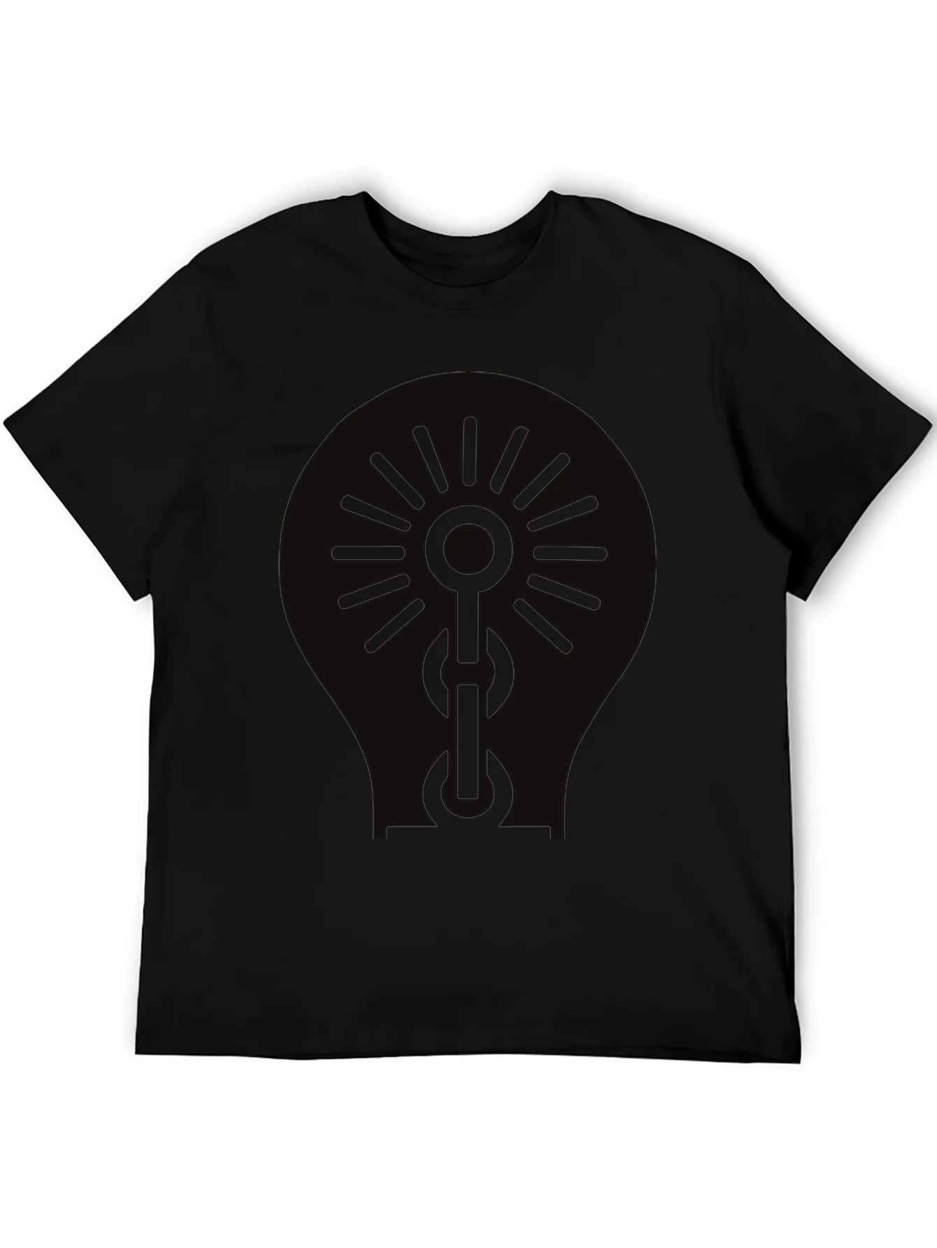 Black Graphic Tee - Sun & Chain Design