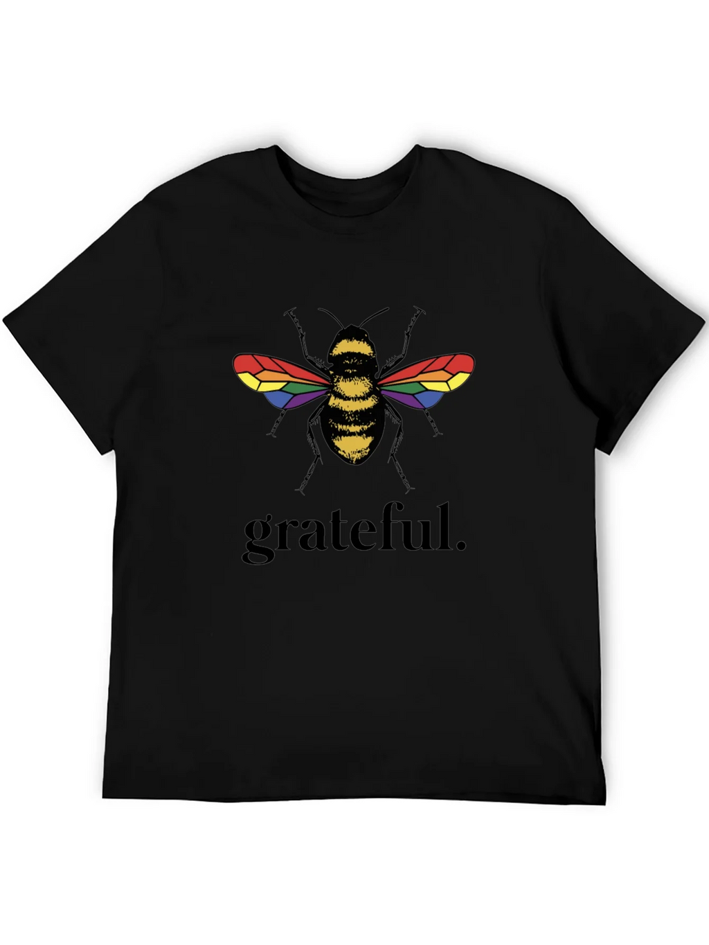 Grateful Bee Graphic T-Shirt - Pride Wings Black Tee