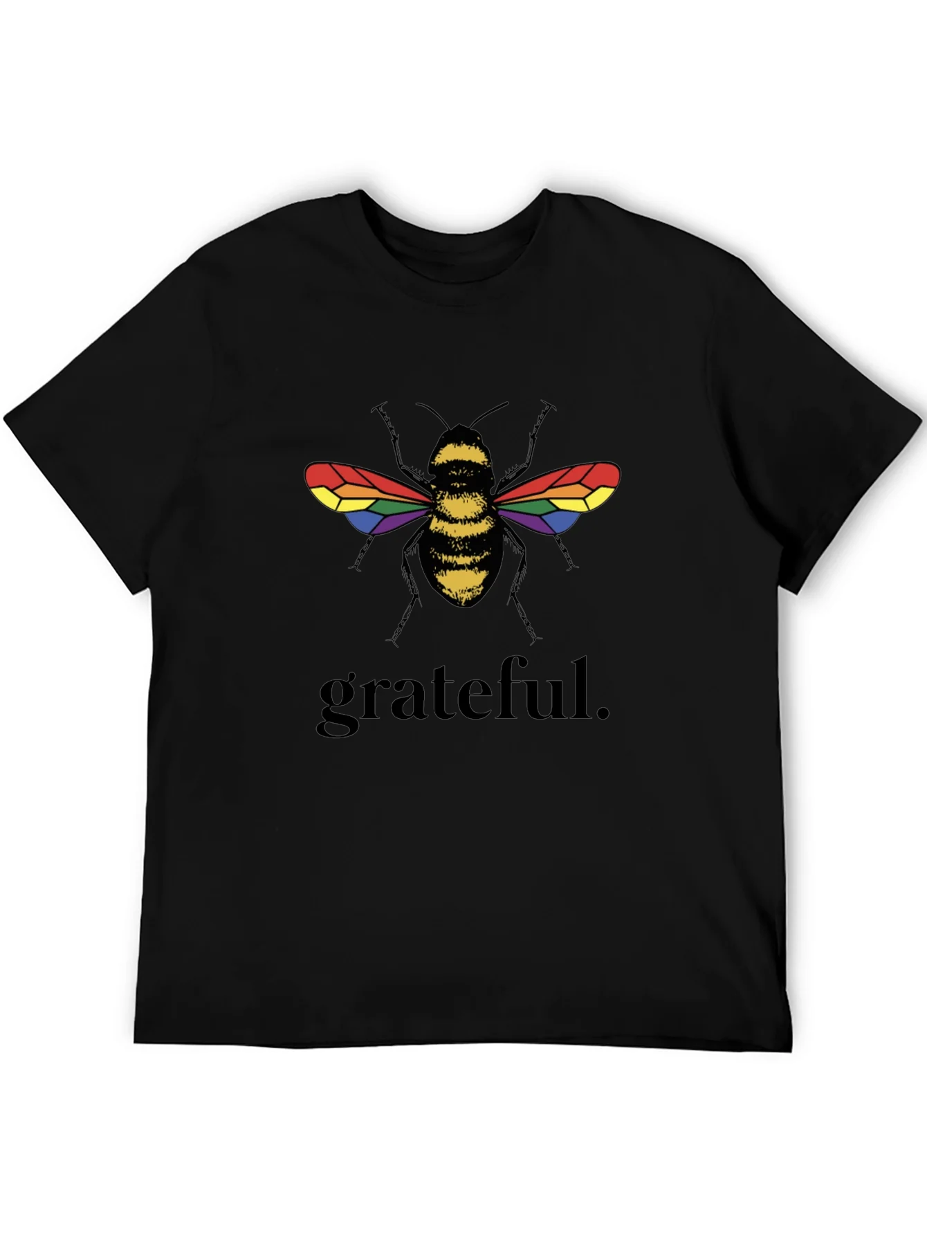 Grateful Bee Graphic T-Shirt - Pride Wings Black Tee