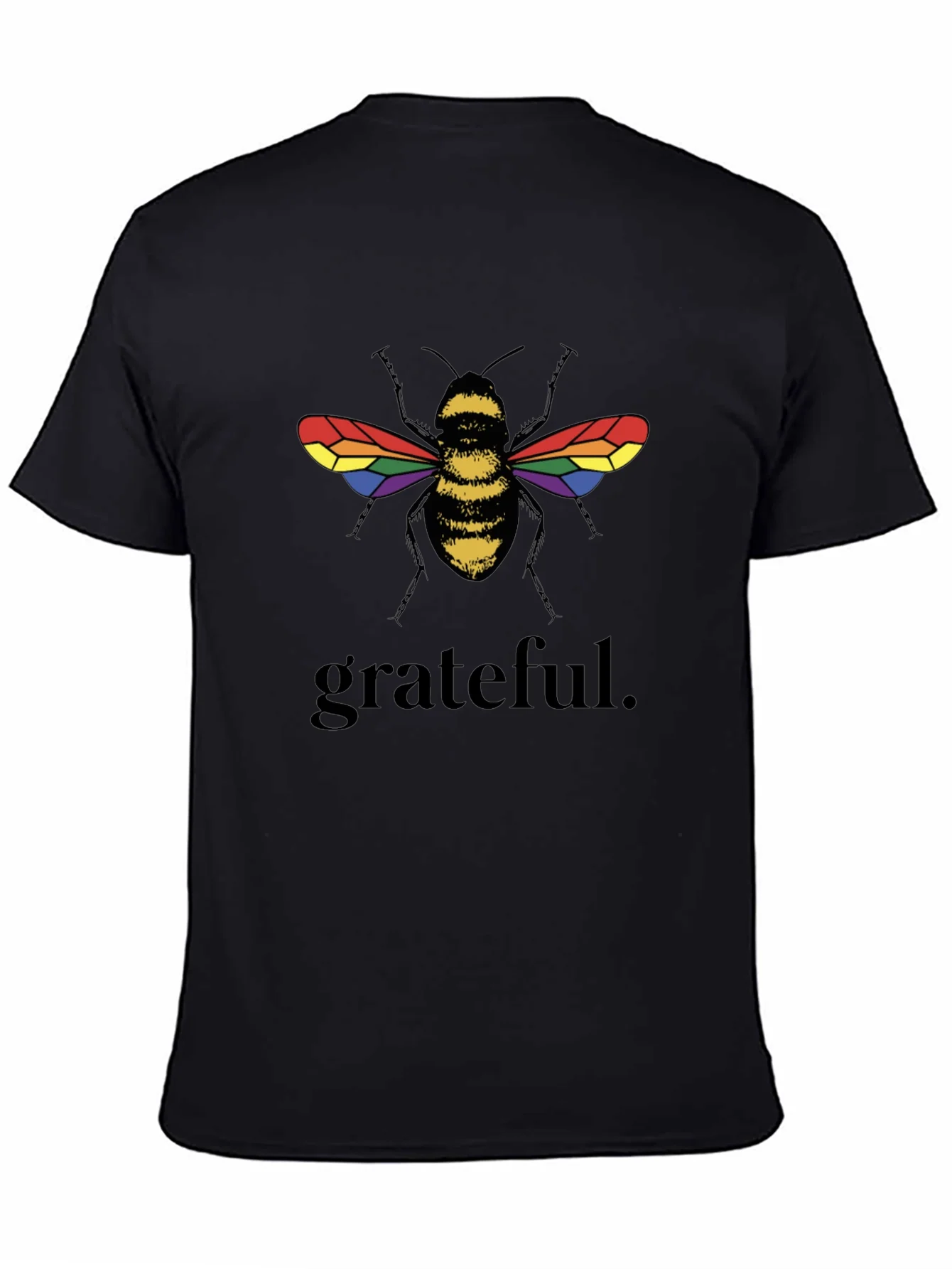 Grateful Bee Graphic T-Shirt - Pride Wings Black Tee
