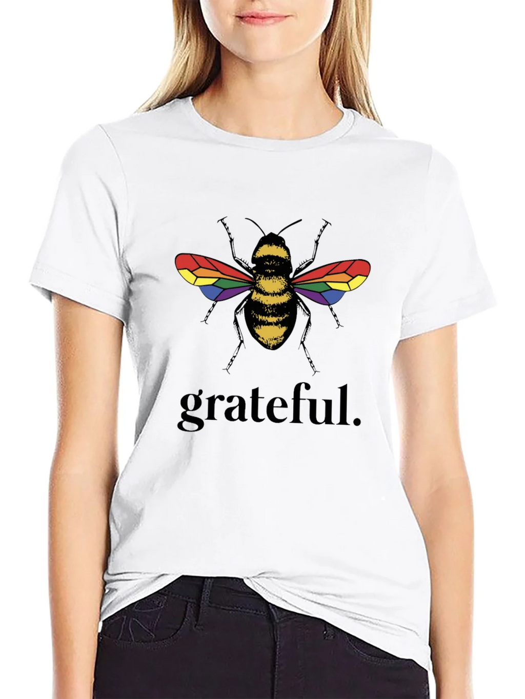 Grateful Bee Graphic T-Shirt - Pride Wings Black Tee