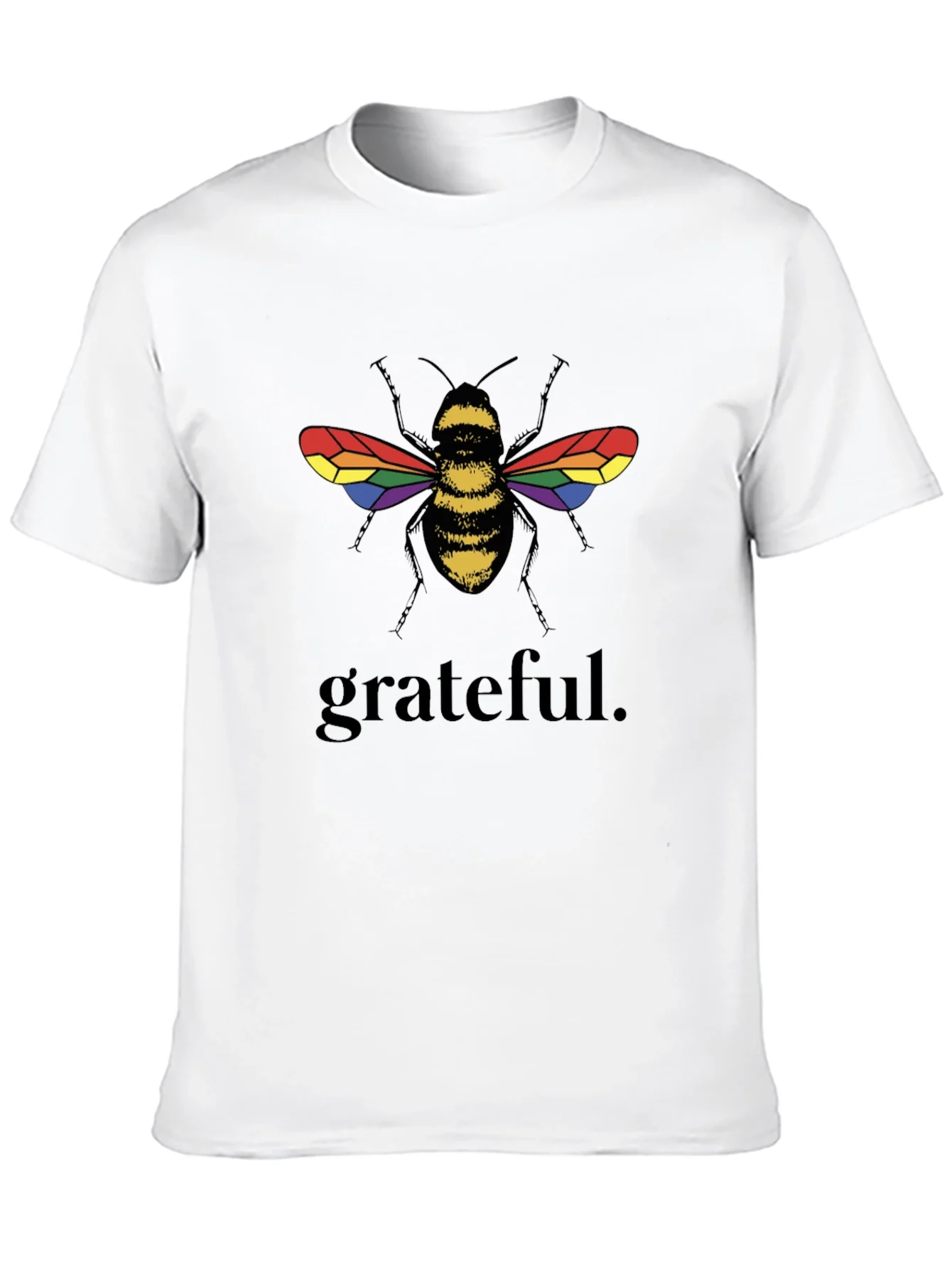 Grateful Bee Graphic T-Shirt - Pride Wings Black Tee