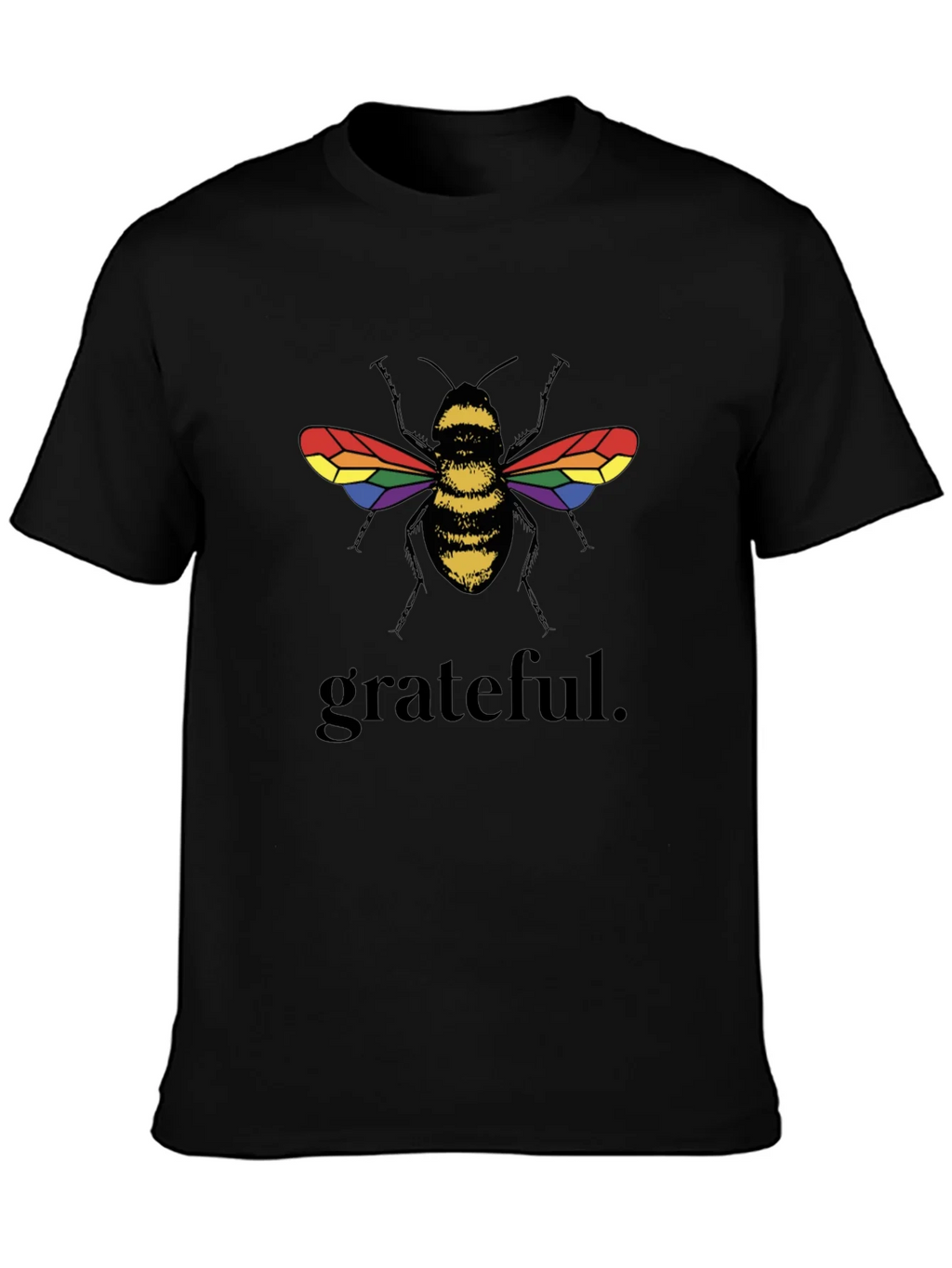 Grateful Bee Graphic T-Shirt - Pride Wings Black Tee