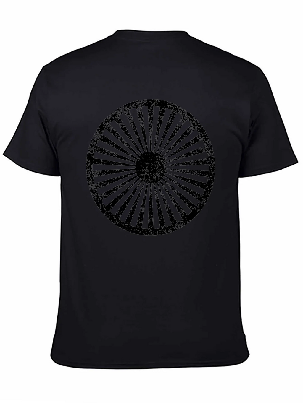 Retro Wheel Design Black T-Shirt