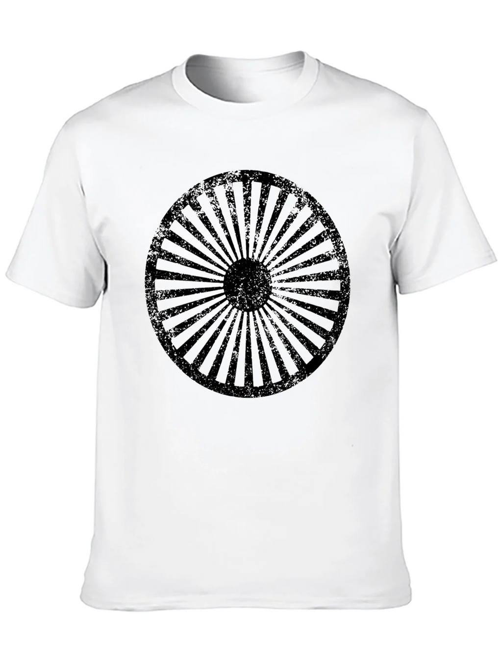 Retro Wheel Design Black T-Shirt