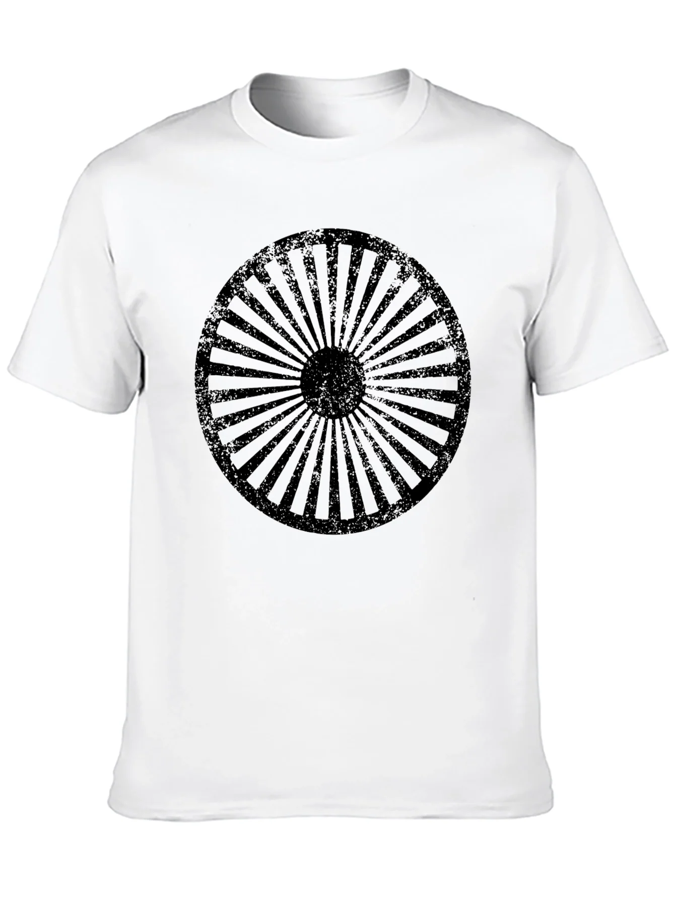 Retro Wheel Design Black T-Shirt