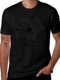 Retro Wheel Design Black T-Shirt