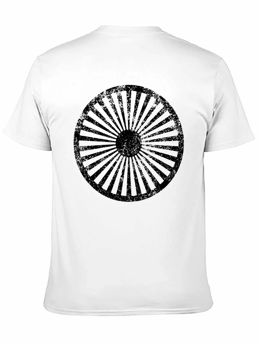 Retro Wheel Design Black T-Shirt