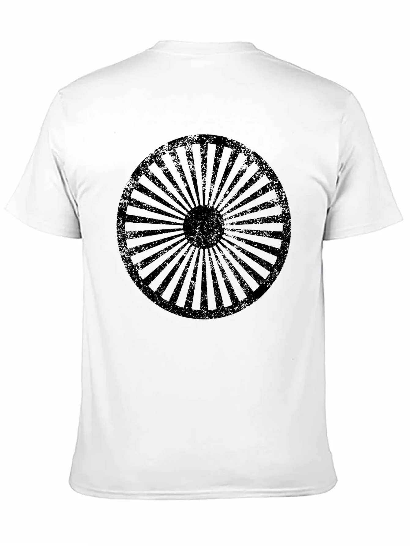 Retro Wheel Design Black T-Shirt