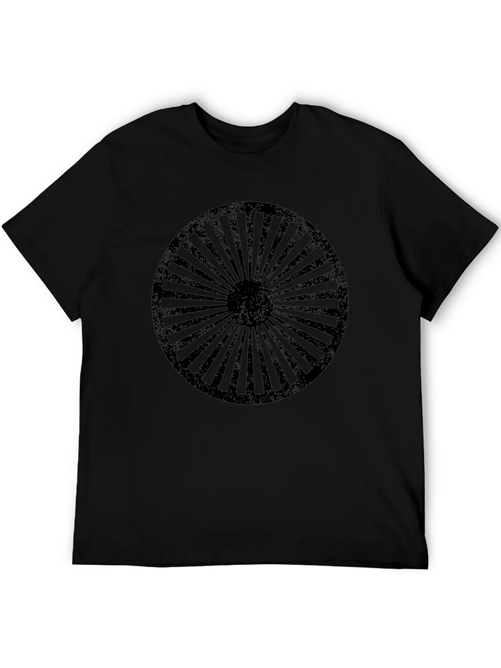 Retro Wheel Design Black T-Shirt