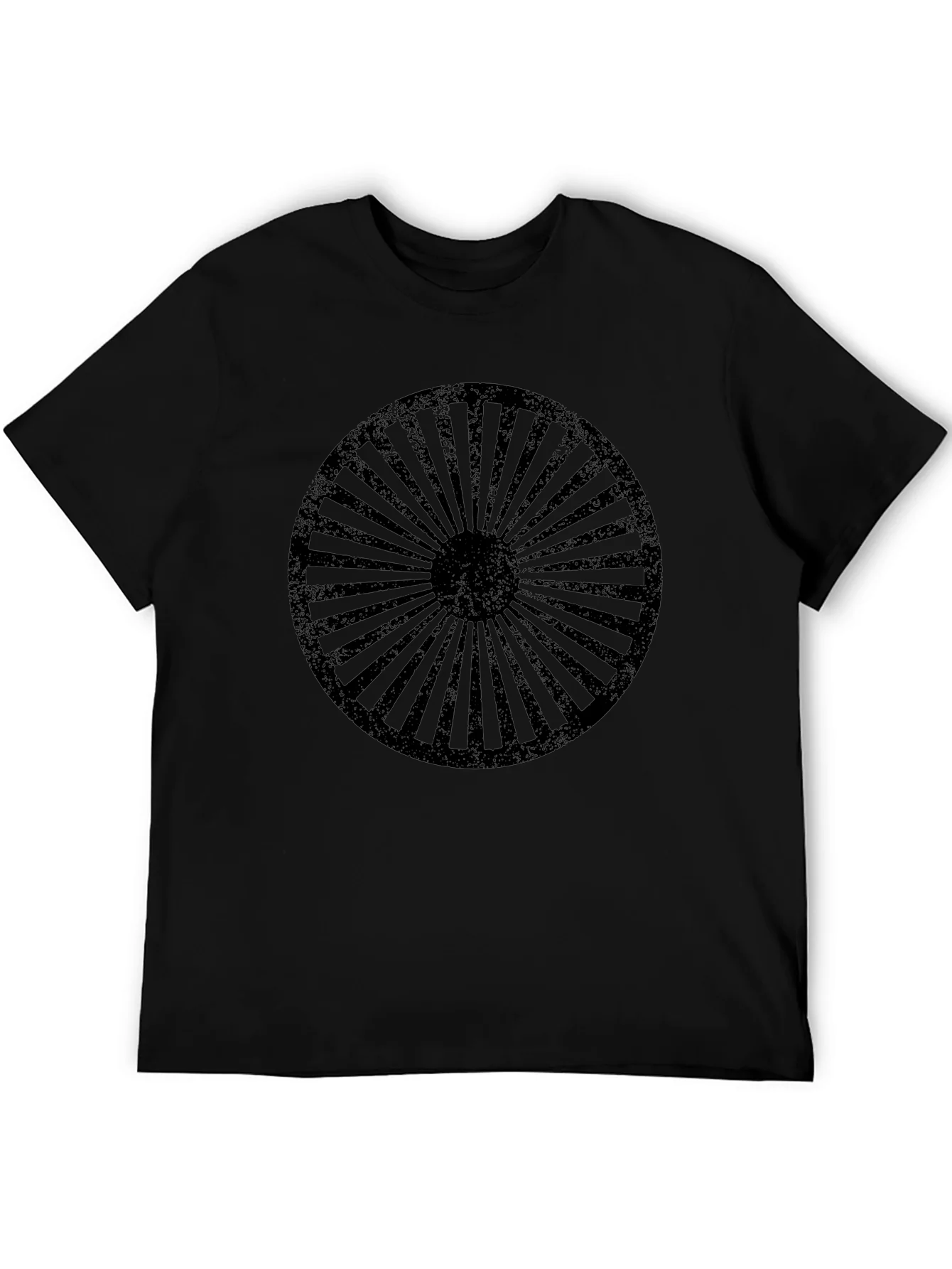 Retro Wheel Design Black T-Shirt