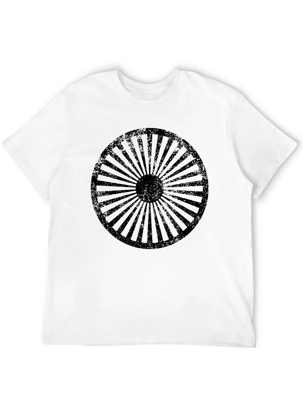 Retro Wheel Design Black T-Shirt