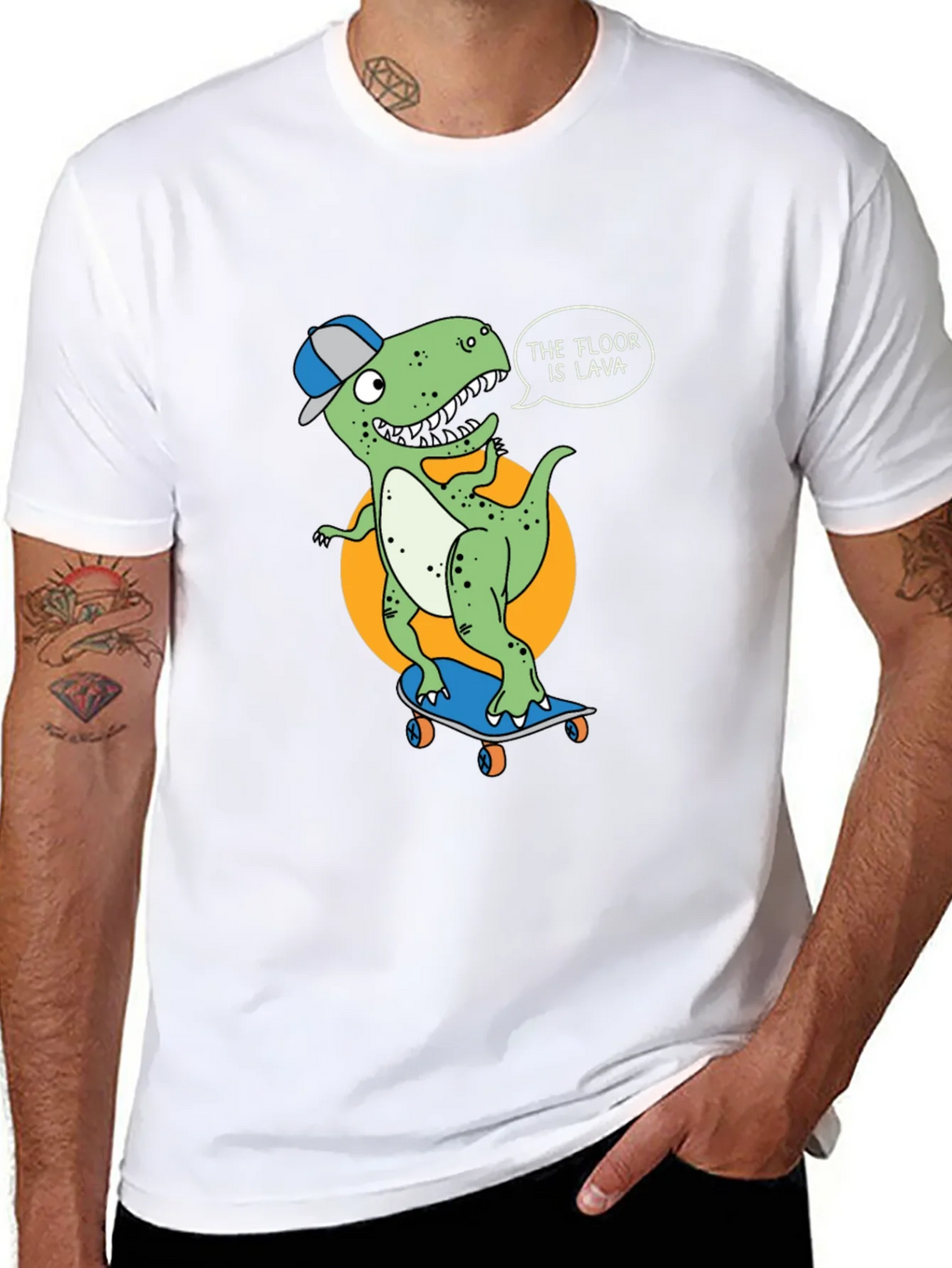 Dino Skateboarder T-Shirt - The Floor is Lava!