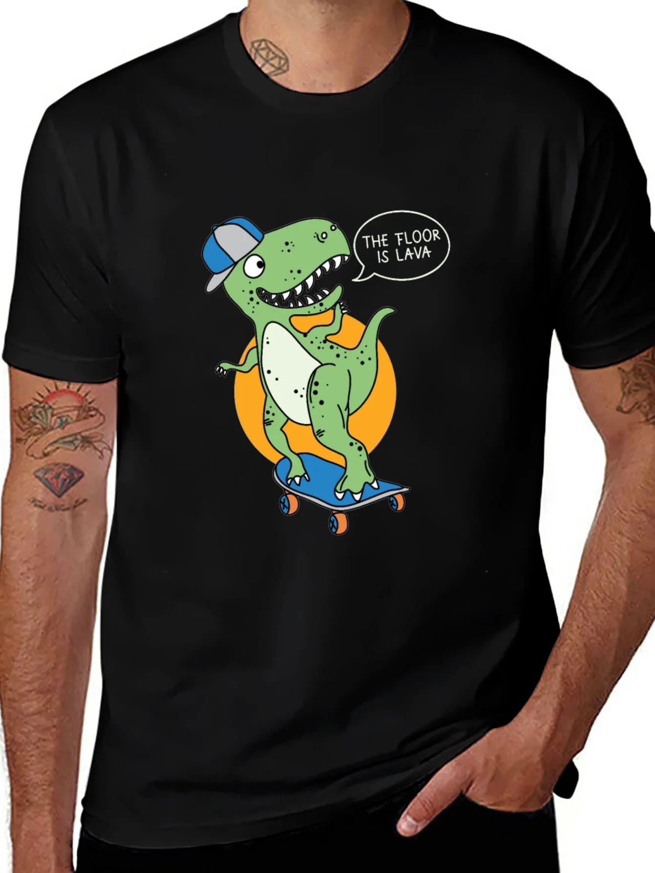 Dino Skateboarder T-Shirt - The Floor is Lava!