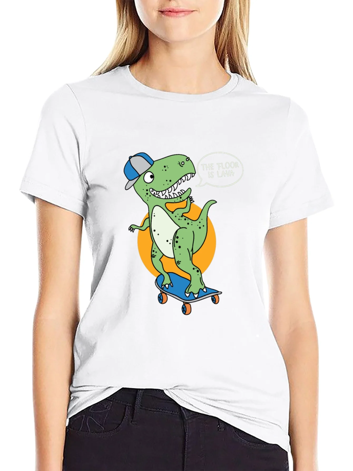 Dino Skateboarder T-Shirt - The Floor is Lava!