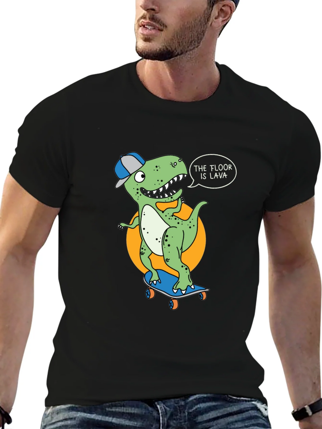Dino Skateboarder T-Shirt - The Floor is Lava!