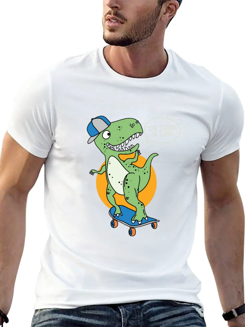 Dino Skateboarder T-Shirt - The Floor is Lava!