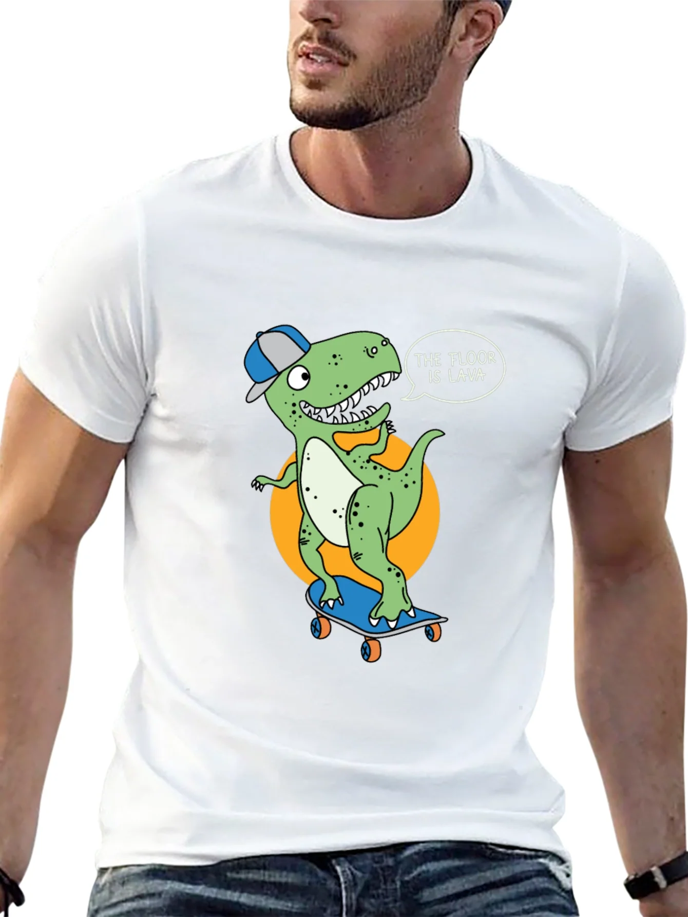 Dino Skateboarder T-Shirt - The Floor is Lava!