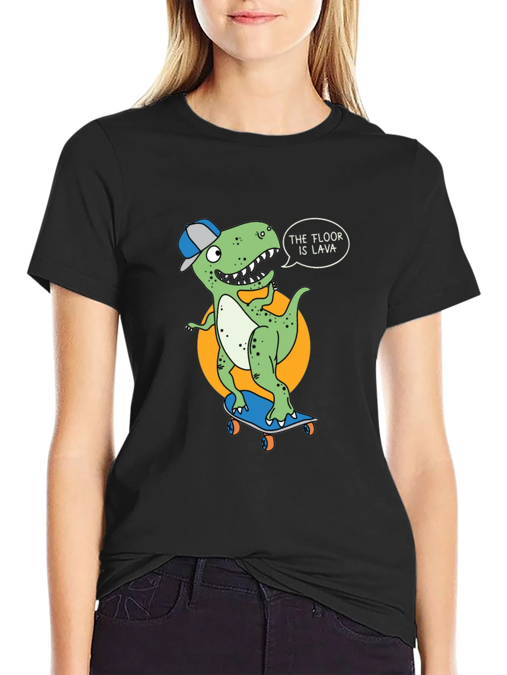 Dino Skateboarder T-Shirt - The Floor is Lava!