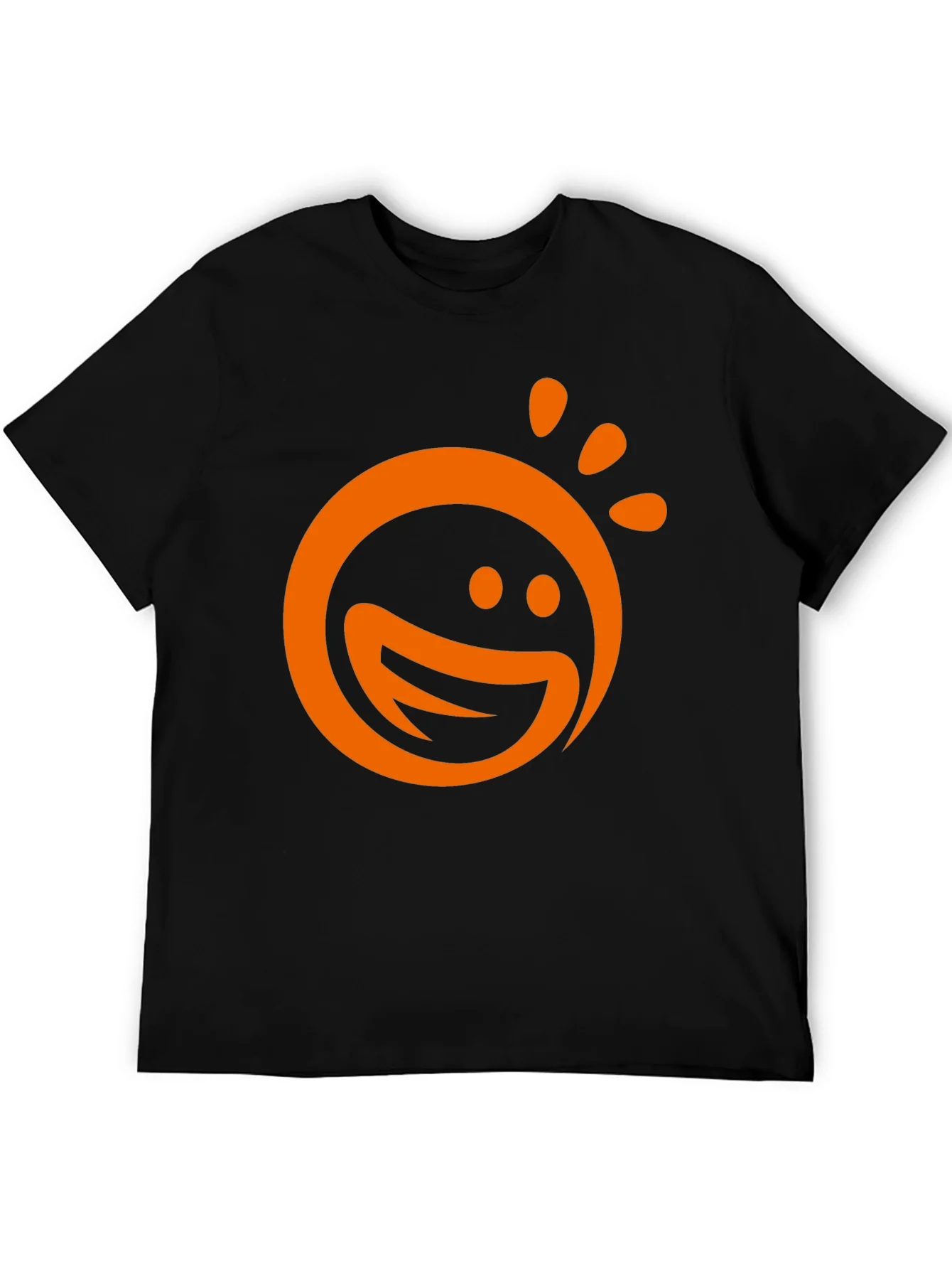 Happy Sun Graphic Tee - Black Cotton Blend T-Shirt