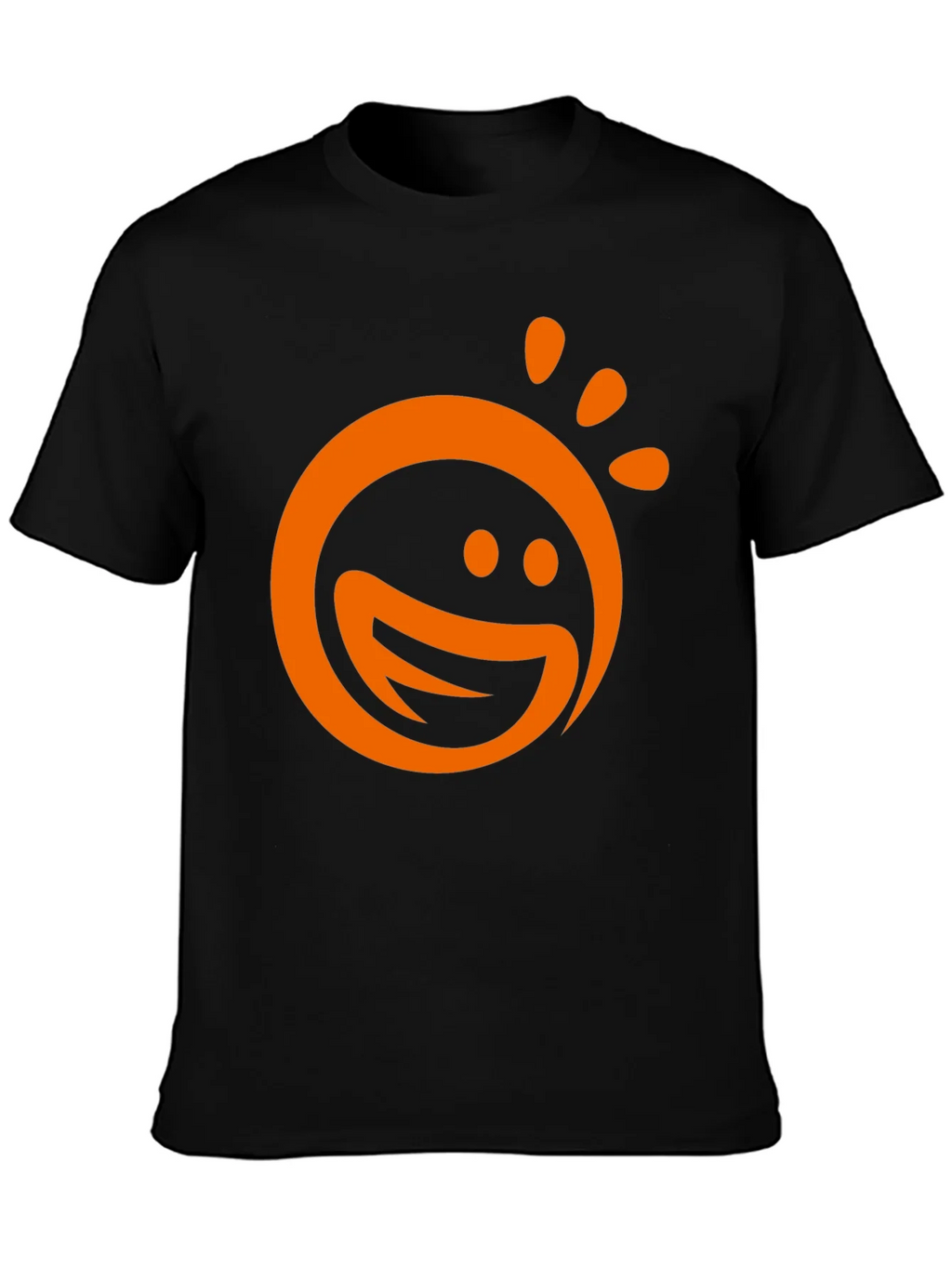Happy Sun Graphic Tee - Black Cotton Blend T-Shirt