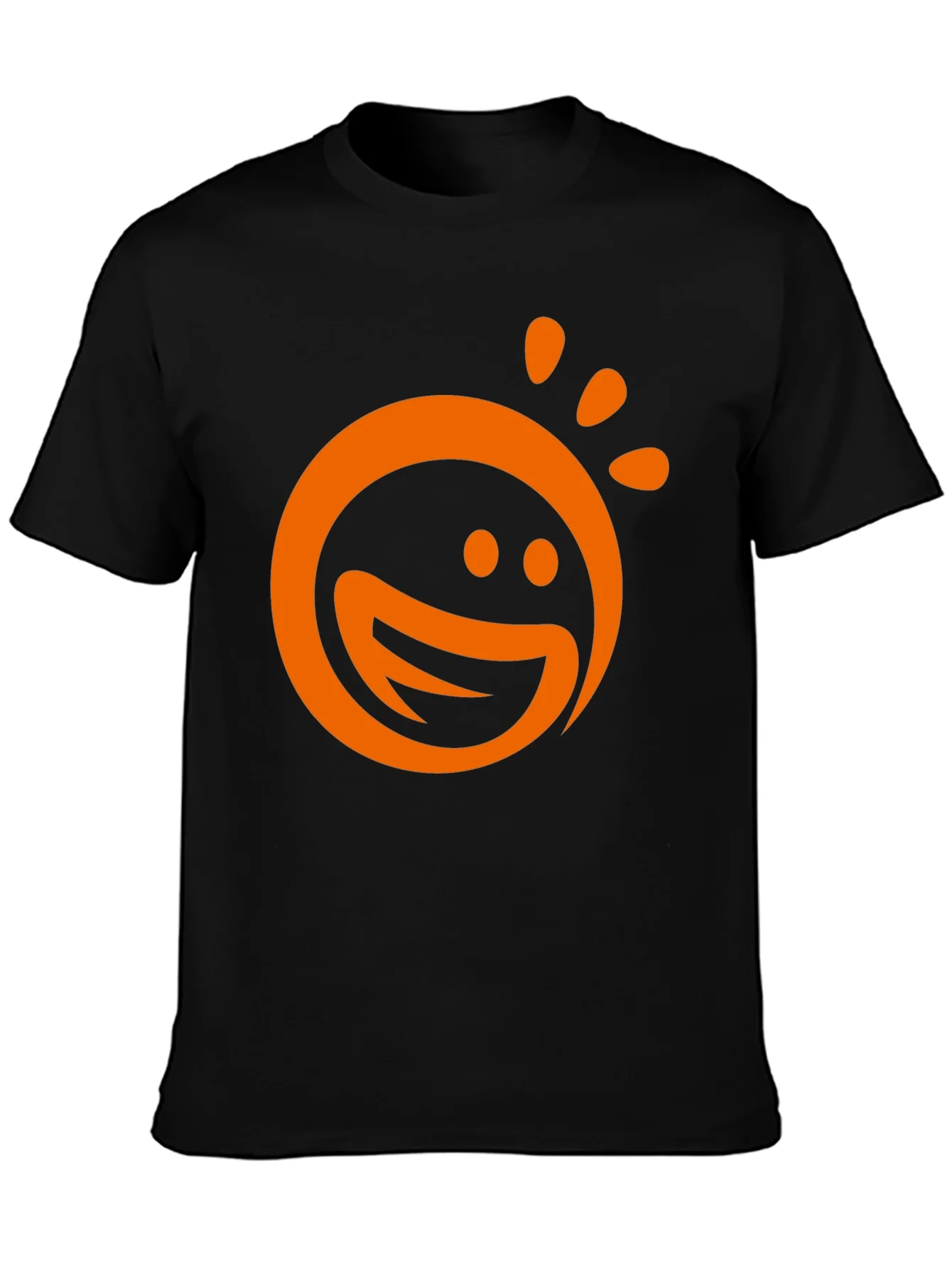 Happy Sun Graphic Tee - Black Cotton Blend T-Shirt