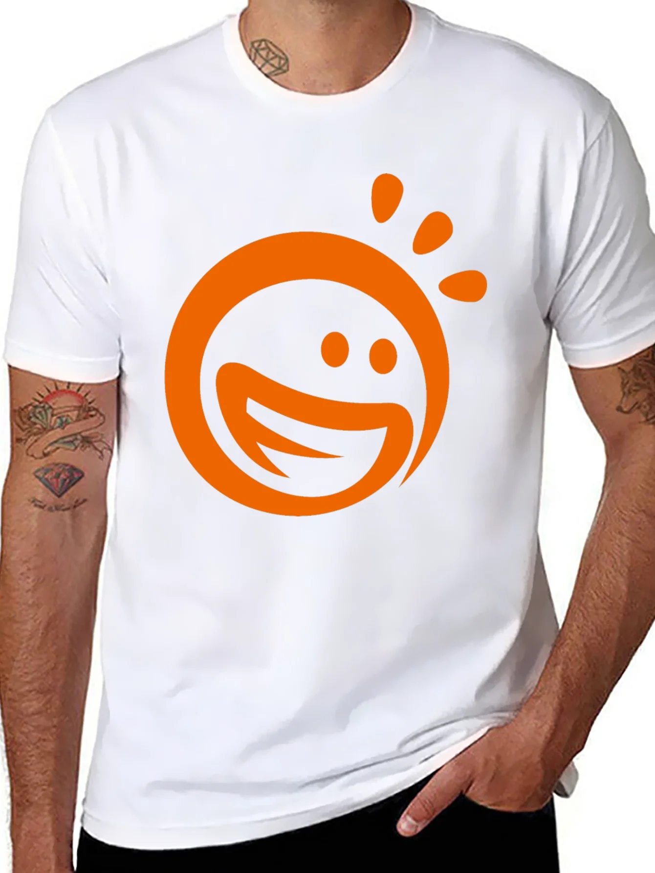 Happy Sun Graphic Tee - Black Cotton Blend T-Shirt