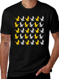 Eagle Pattern Tee - Black Cotton Graphic T-Shirt