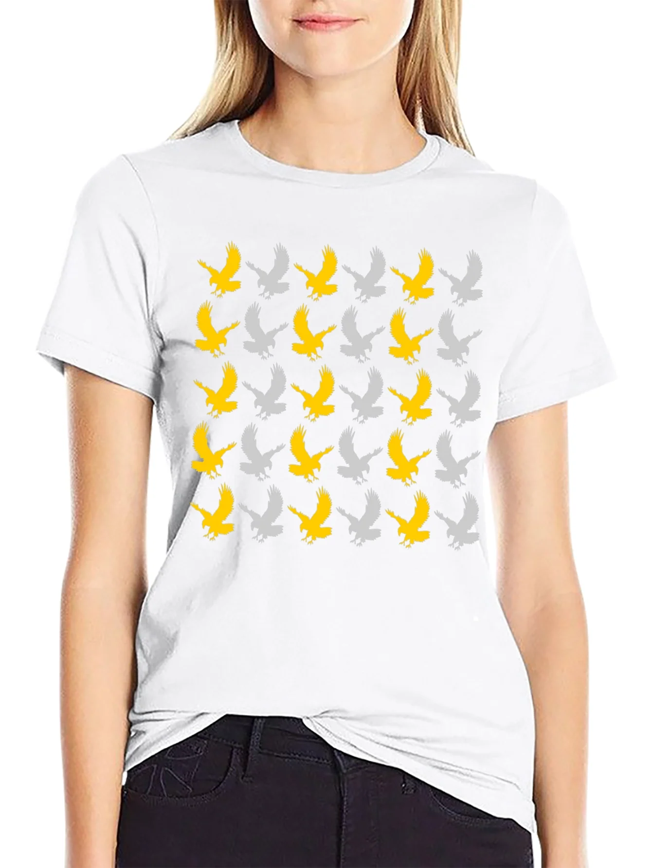 Eagle Pattern Tee - Black Cotton Graphic T-Shirt